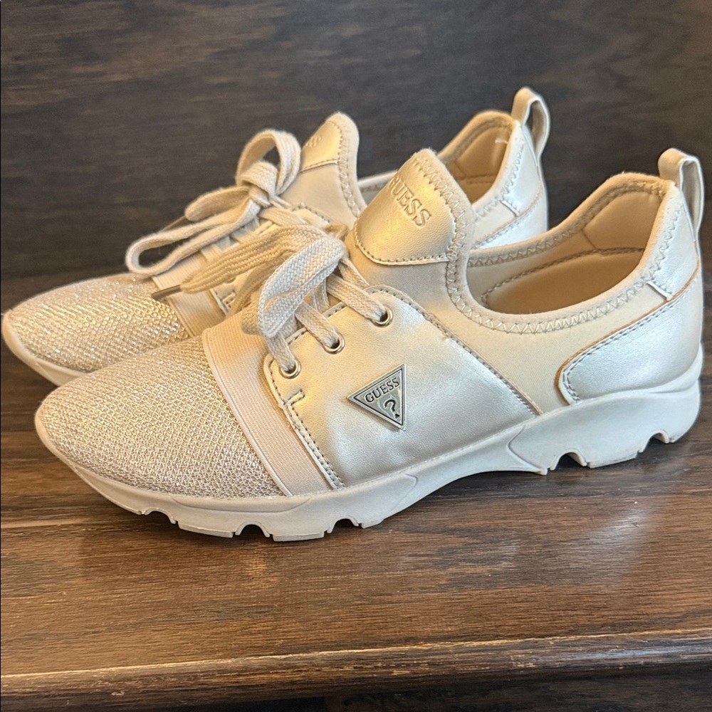 Guess Ivory Lace-Up Sneakers